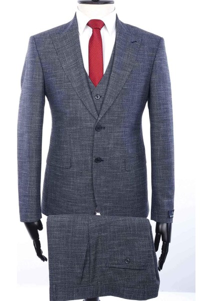 Slimfit Yelekli Drop 6 Takım-Lacivert