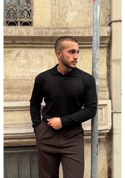 Kimi Fitilli Erkek Triko Polo Yaka Regular Kalıp Uzun Kollu Tişört modelleri