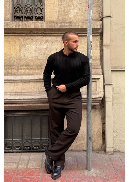 Kimi Fitilli Erkek Triko Polo Yaka Regular Kalıp Uzun Kollu Tişört indirimleri