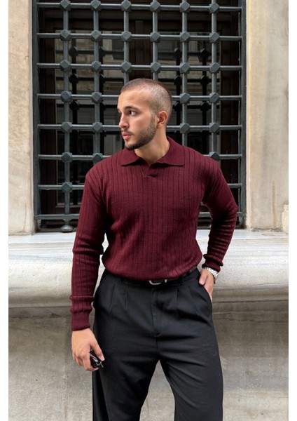 Kimi Fitilli Erkek Triko Polo Yaka Regular Kalıp Uzun Kollu Tişört fiyatları