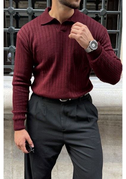 Kimi Fitilli Erkek Triko Polo Yaka Regular Kalıp Uzun Kollu Tişört indirimleri