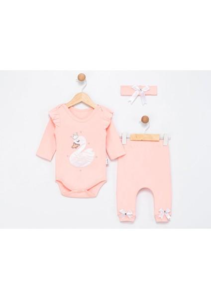 Kuğu Nakışlı Kız Bebe Takım