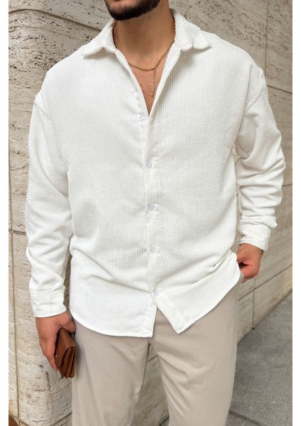 Yotau Erkek Oversize Fit Kadife Uzun Kollu Gömlek Ceket fırsatları