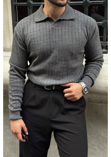 Kimi Fitilli Erkek Triko Polo Yaka Regular Kalıp Uzun Kollu Tişört fiyatları