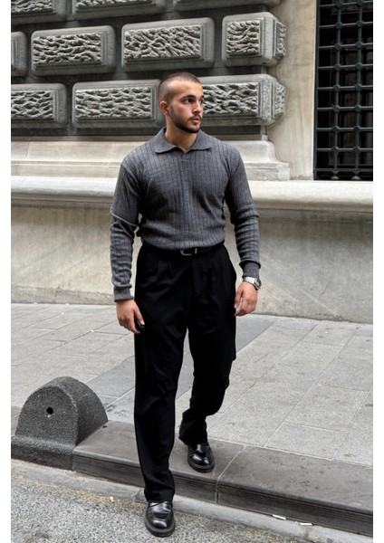 Kimi Fitilli Erkek Triko Polo Yaka Regular Kalıp Uzun Kollu Tişört modelleri