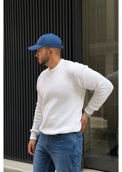 Koba Erkek Selanik Örgü Oversize Bisiklet Yaka Kalın Kazak fiyatları