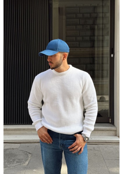 Koba Erkek Selanik Örgü Oversize Bisiklet Yaka Kalın Kazak indirimleri