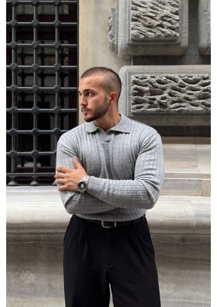 Kimi Fitilli Erkek Triko Polo Yaka Regular Kalıp Uzun Kollu Tişört fırsatları