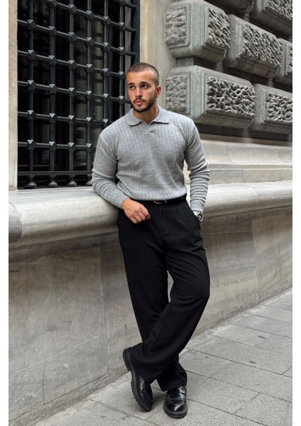 Kimi Fitilli Erkek Triko Polo Yaka Regular Kalıp Uzun Kollu Tişört indirimleri