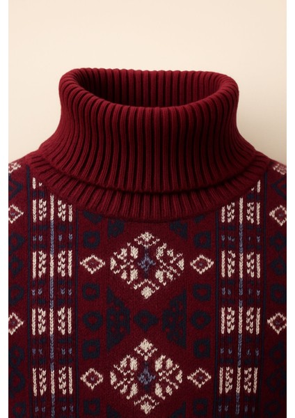 Chaba Desenli Boğazlı Kalın Kazak Tam Balıkçı Erkek Kışlık Triko fiyatları