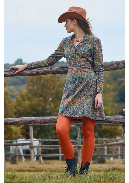 Hakim Yaka Düğme Detaylı Bağlamalı Uzun Kollu Elbise modelleri