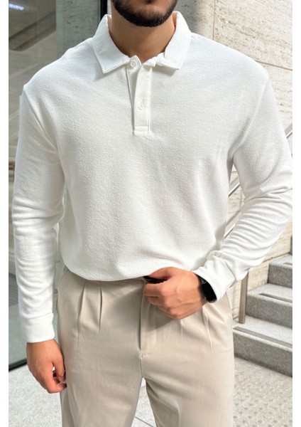 Cali Erkek Regular Fit Polo Yaka Uzun Kollu Sweatshirt Tişört