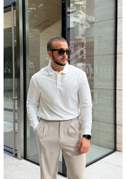 Cali Erkek Regular Fit Polo Yaka Uzun Kollu Sweatshirt Tişört indirimleri