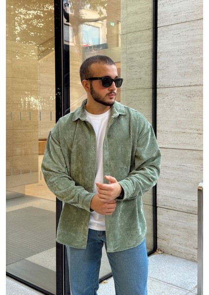 Yotau Erkek Oversize Fit Kadife Uzun Kollu Gömlek Ceket modelleri