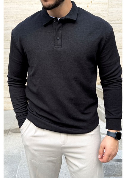 Cali Erkek Regular Fit Polo Yaka Uzun Kollu Sweatshirt Tişört