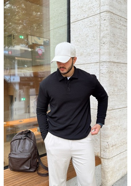 Cali Erkek Regular Fit Polo Yaka Uzun Kollu Sweatshirt Tişört indirimleri