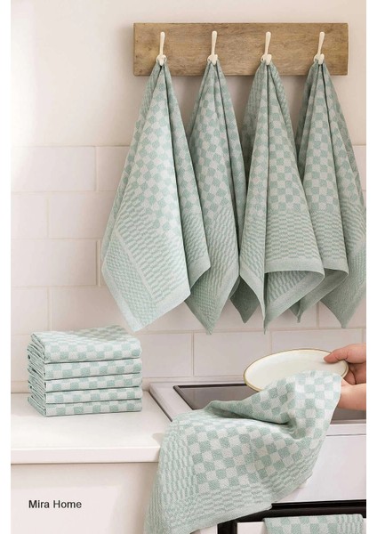 10 Lu Dama Desenli Mutfak Kurulama Bezi 50X70 cm Yeşil fiyatları