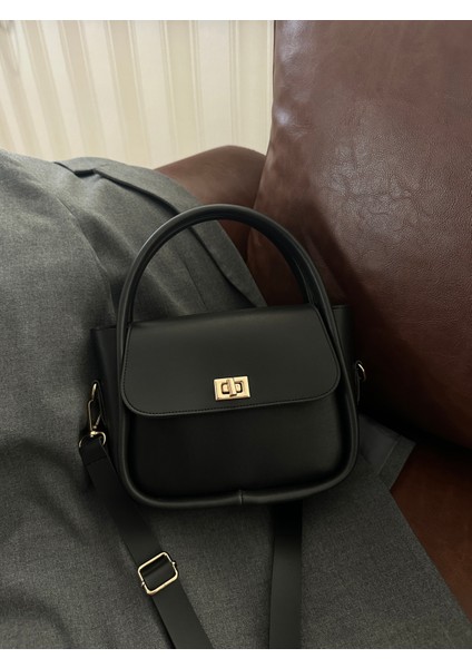 Kadın Gold Kilit Detaylı Ayarlanabilir Askılı El Omuz ve Çapraz Çanta Mona