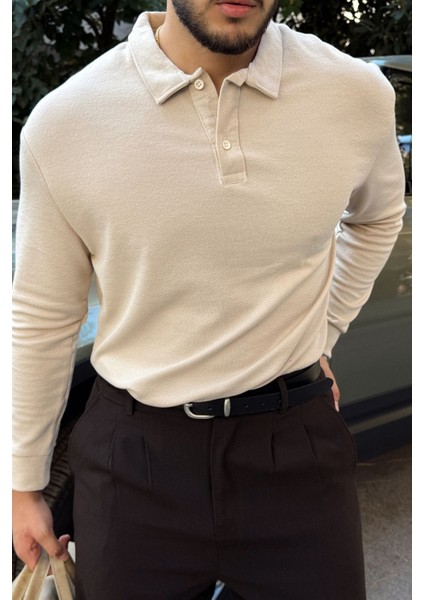 Cali Erkek Regular Fit Polo Yaka Uzun Kollu Sweatshirt Tişört
