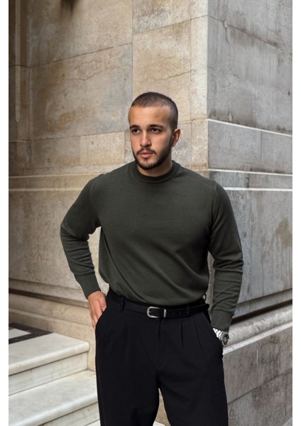 Acton Erkek %100 Organik Pamuk Bisiklet Yaka Triko Kazak