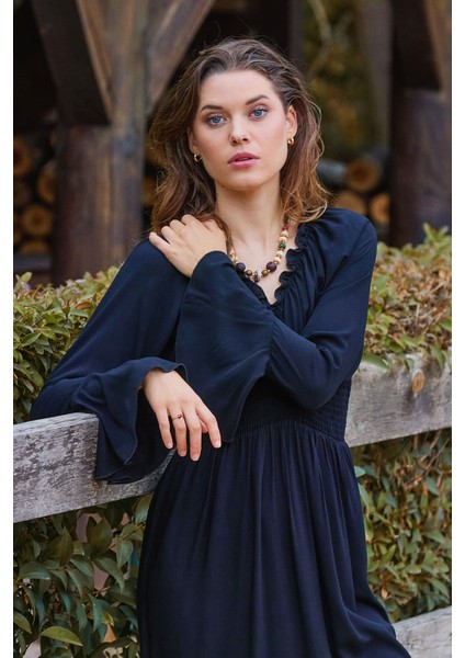 Yakası Lastikli Ispanyol Kol Kışlık Elbise fırsatları