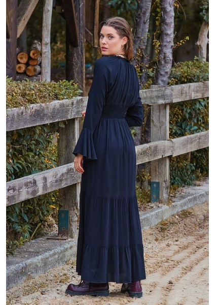 Yakası Lastikli Ispanyol Kol Kışlık Elbise indirimleri