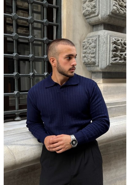 Kimi Fitilli Erkek Triko Polo Yaka Regular Kalıp Uzun Kollu Tişört indirimleri