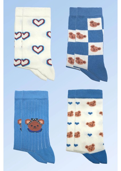 Kadın Çok Renkli Pamuklu Soket Çorap 4'lu Paket fiyatları