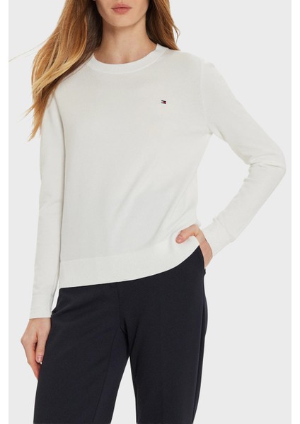 Pamuklu Regular Fit Bisiklet Yaka Kazak Bayan Kazak WW0WW44984 Z00