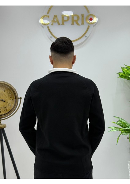 Erkek Yeni Sezon Parçalı Regular Kalıp Fermuarlı Sweatshirt Tüylenme Renk Solması Yapmaz modelleri