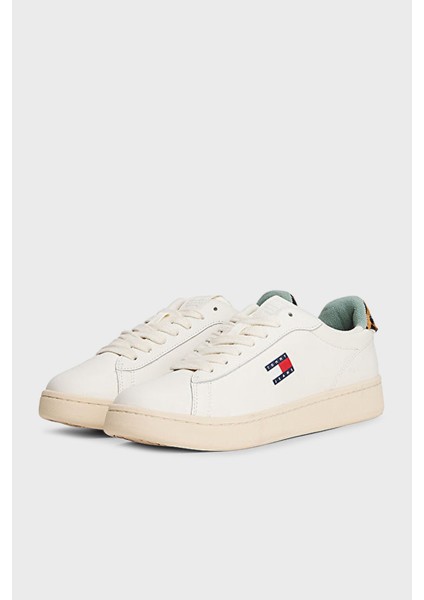Tommy Jeans Logolu Deri Sneaker Ayakkabı Bayan Ayakkabı EN0EN02909 0k7 fırsatları