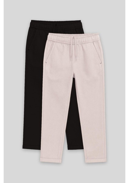 Standart Fit 2li Paket Siyah-Taş Erkek Çocuk Chino Pantolon - 11272