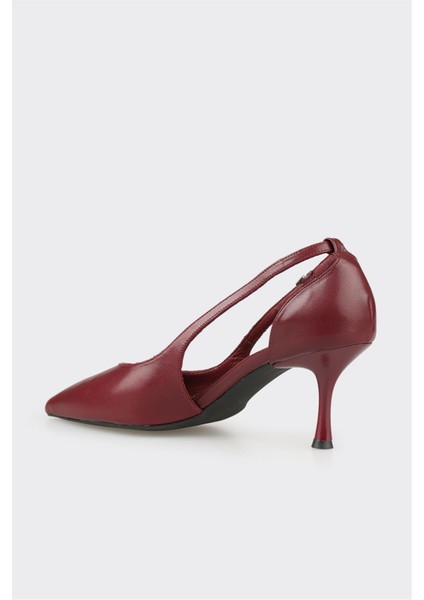 Bordo Deri Kadın Topuklu Ayakkabı modelleri