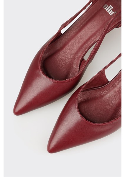 Bordo Deri Kadın Topuklu Ayakkabı fırsatları