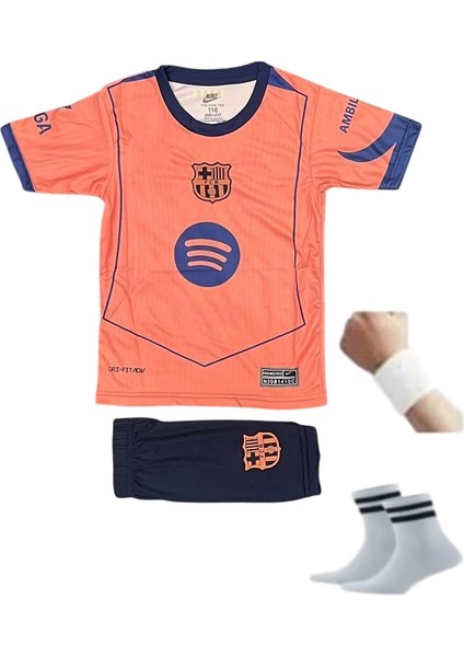 Turuncu Renk Barça 2025-2026 Sezon L.yamal 10 Numara Çocuk Forma+Şort+Çorap Set fiyatları