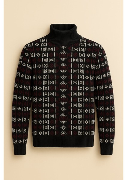 Kurgan Desenli Tam Boğazlı Kalın Kazak Erkek Kışlık Triko fiyatları