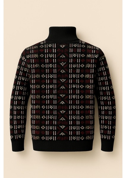 Kurgan Desenli Tam Boğazlı Kalın Kazak Erkek Kışlık Triko modelleri