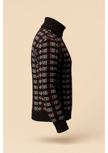 Kurgan Desenli Tam Boğazlı Kalın Kazak Erkek Kışlık Triko fırsatları