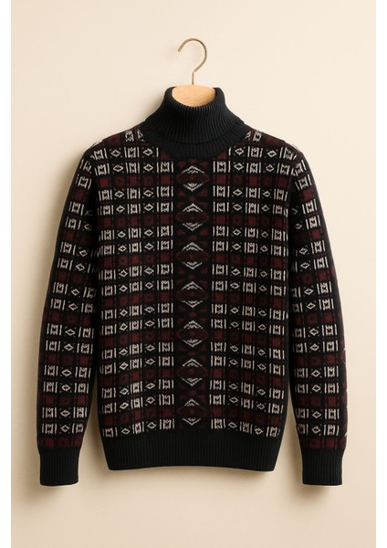 Kurgan Desenli Tam Boğazlı Kalın Kazak Erkek Kışlık Triko indirimleri