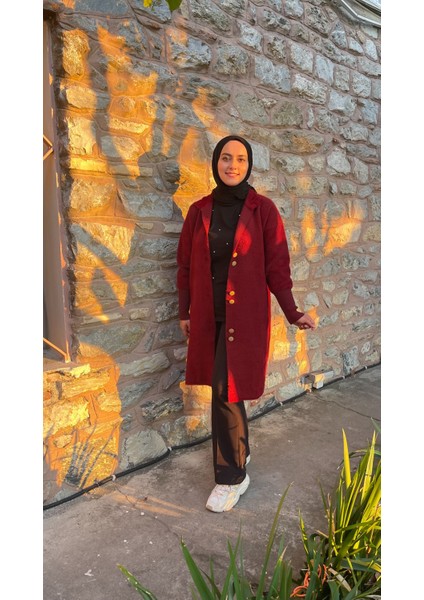 Begüm Kadın Uzun Düğmeli Triko Ceket Hırka modelleri