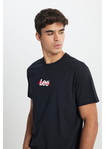 Lee Regular Fit Normal Kesim Bisiklet Yaka %100 Pamuk Siyah Tişört