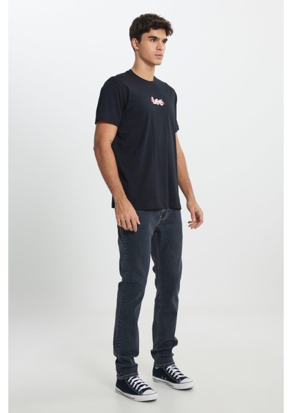 Lee Regular Fit Normal Kesim Bisiklet Yaka %100 Pamuk Siyah Tişört