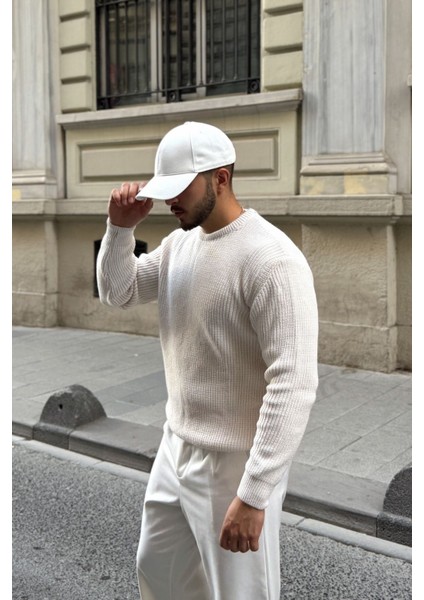 Koba Erkek Selanik Örgü Oversize Bisiklet Yaka Kalın Kazak modelleri