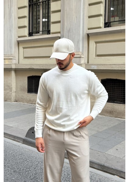 Acton Erkek %100 Organik Pamuk Bisiklet Yaka Triko Kazak