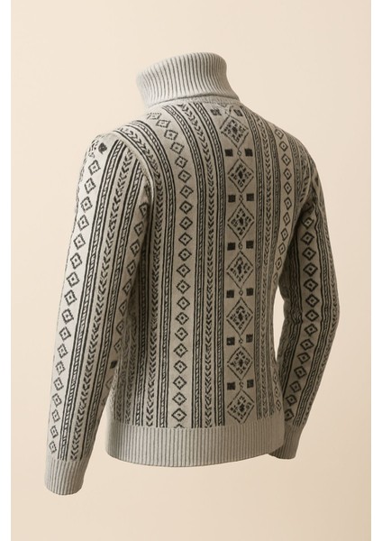 Moba Desenli Gri Boğazlı Kalın Kazak Erkek Kışlık Triko fırsatları