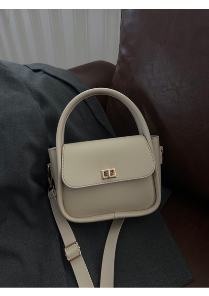 Kadın Gold Kilit Detaylı Ayarlanabilir Askılı El Omuz ve Çapraz Çanta Mona