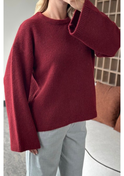 Bordo Bisiklet Yaka Kazak - 04621 fiyatları