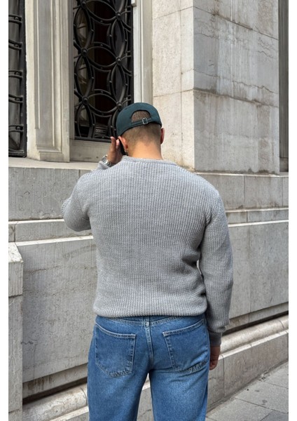 Koba Erkek Selanik Örgü Oversize Bisiklet Yaka Kalın Kazak indirimleri