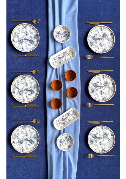 Blue Kitchen 6 Kişilik 14 Parça Kahvaltı Takımı
