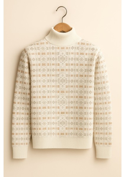 Chaba Desenli Boğazlı Kalın Kazak Tam Balıkçı Erkek Kışlık Triko